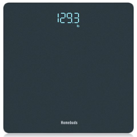 史低价：HomeBuds美型体重秤在售，轻便不占地，LED显示, 深蓝色质感在线。