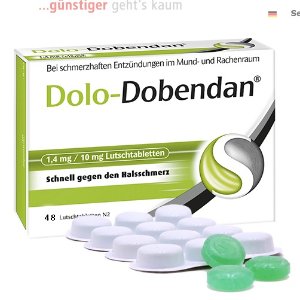Dolo-Dobendan 含片48片，指导价€16.7 折后€9.98免邮  针对剧烈嗓子痛等咽喉症状