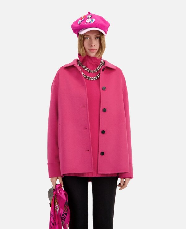 粉色羊毛夹克