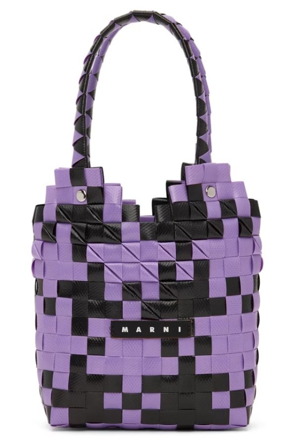 紫色 & 黑色 Diamond Basket 儿童托特包