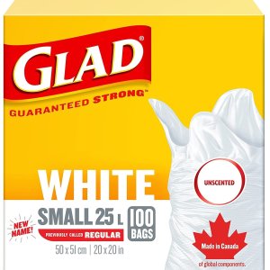 史低价：Glad 白色小号25L垃圾袋100个 无香型 结实耐用
