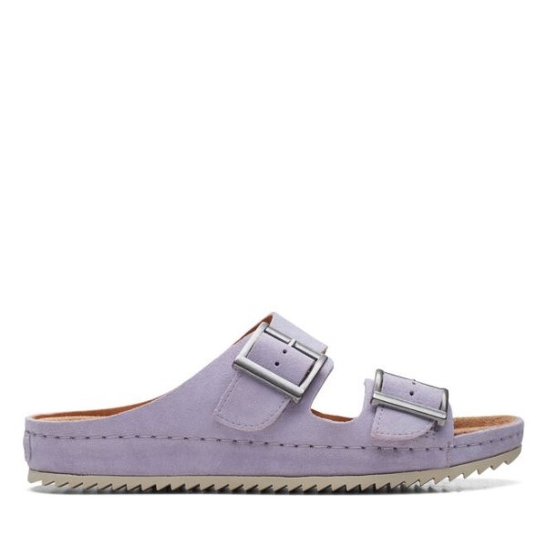 紫色麂皮拖鞋