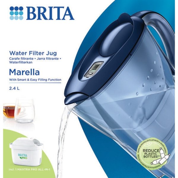 碧然德 滤水壶 Marella XL 蓝色 2.4L 含1x MAXTRA PRO ALL-IN-1 滤芯 蓝色壶2.4 L + 1*Maxtra Pro 过滤净水器 家用滤水壶 净水壶