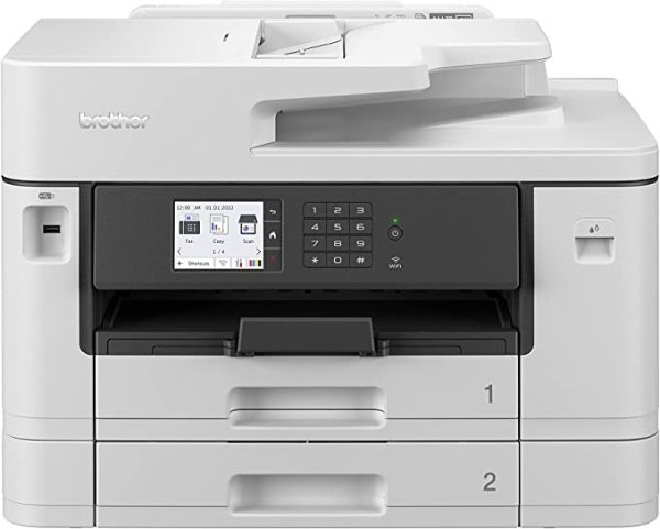 Brother MFC-J5740DW Colour Multi-Function Printer, Wireless/USB/Network, Printer/Scanner/Copier/Fax / A3 Print/ A4 Scan, Business Inkjet Printer, White, Extra Large