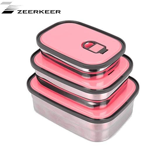 ZEERKEER 午餐盒/保鲜盒 粉色三件套