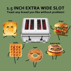 闪购：CUSIMAX 不锈钢4片烤面包机 可拆卸托盘 易清洁