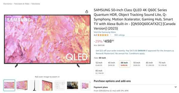 Samsung Q60 50寸 4K QLED 智能电视