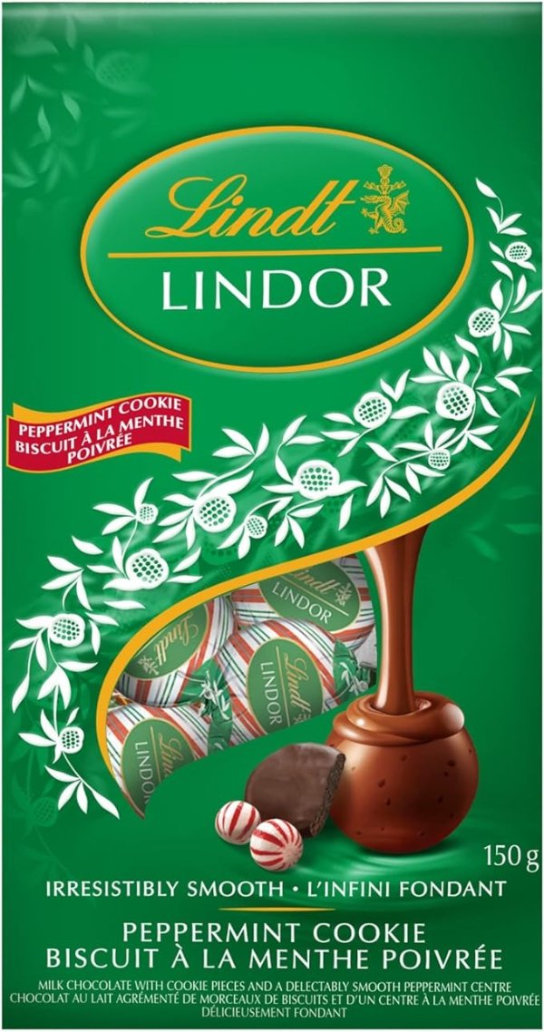 Lindt LINDOR 薄荷饼干牛奶巧克力球 150g