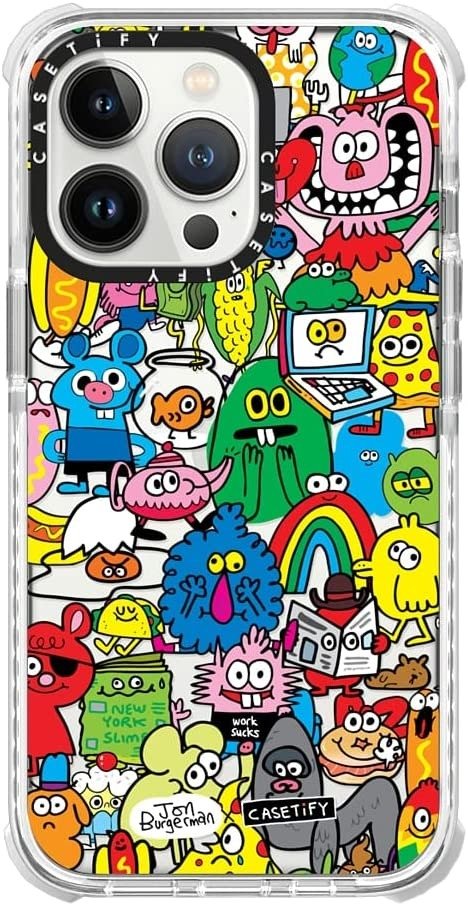 Ultra Impact Case for iPhone 13 Pro - Fun Friends by Jon Burgerman - Clear Frost