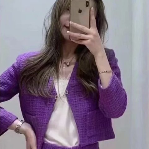 紫色小香风外套
