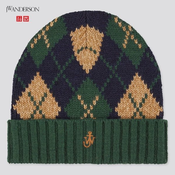 X JW ANDERSON 绿色菱格毛线帽