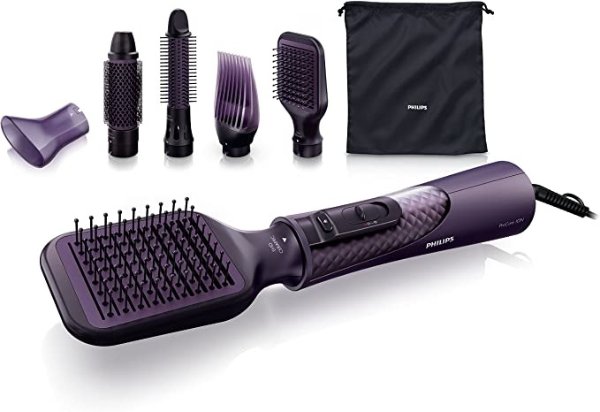 ProCare Airstyler Hair Dryer/Hair Styler with 5 Styling Attachments and Travel Pouch, Purple, HP8656/00