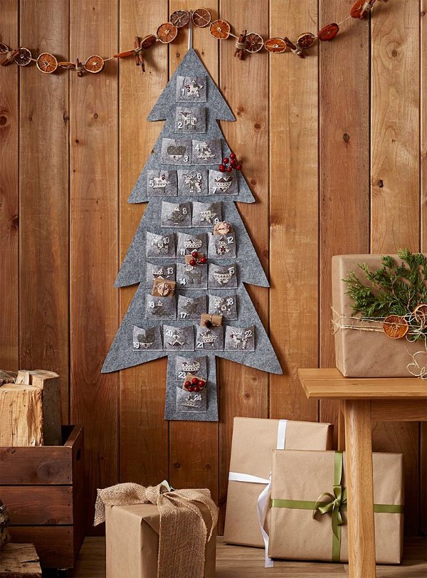 圣诞树造型壁挂倒数日历袋