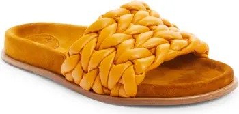 姜黄色编织拖鞋