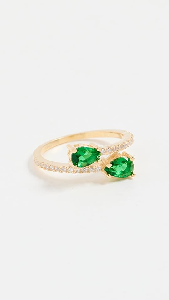 绿宝石泪滴状环绕式戒指