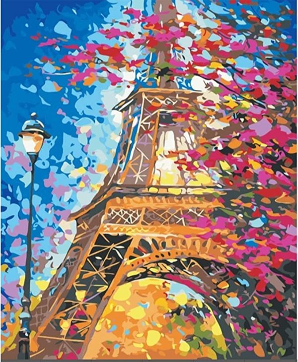 数字油画巴黎铁塔