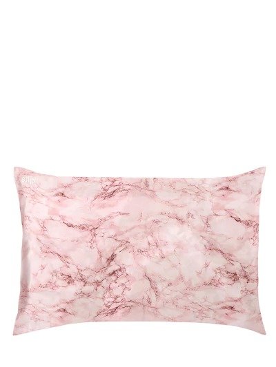 粉色大理石纹真丝枕套