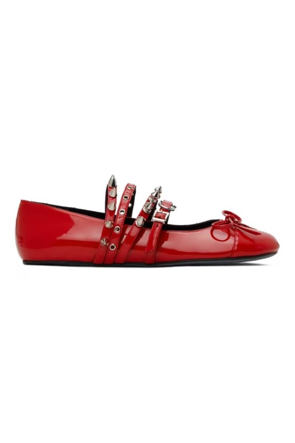 红色 Spike 芭蕾鞋