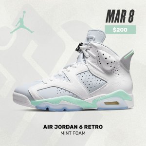 上新：Nike Air Jordan 6 Mint Foam 薄荷汽水 清新宝藏鞋款
