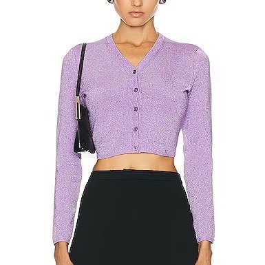 紫色银丝针织开衫