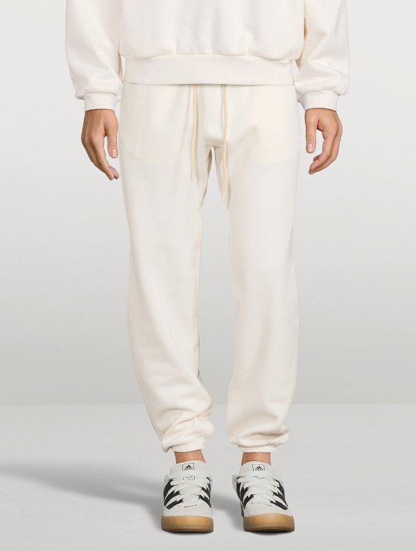 白色纯棉混纺运动裤