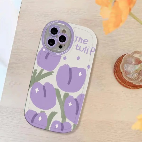 紫色郁金香硅胶手机壳