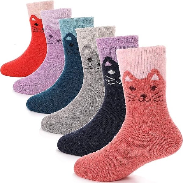 儿童小猫袜子6双