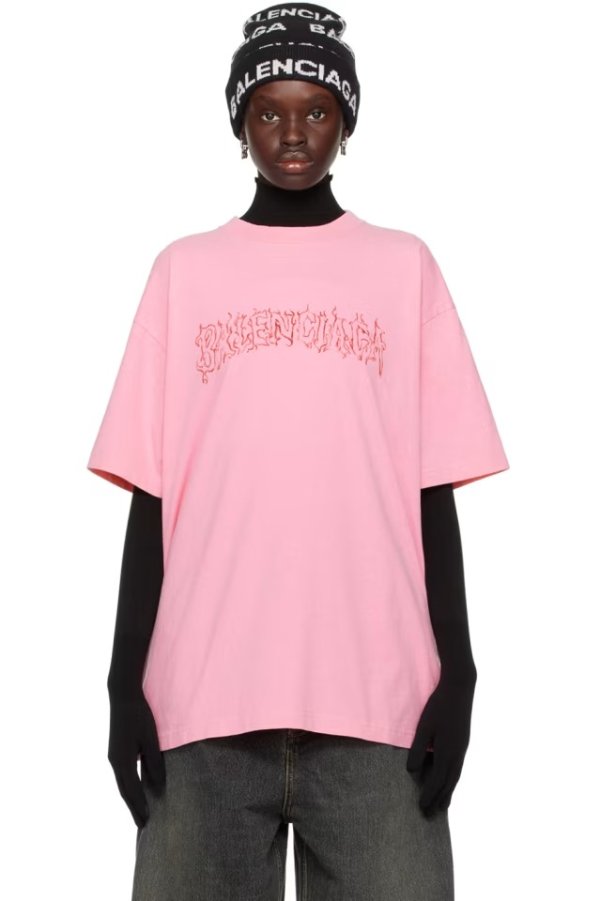 粉色logo T恤