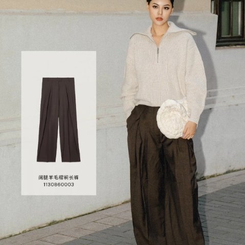 COS@vickywen阔褶羊毛长裤
