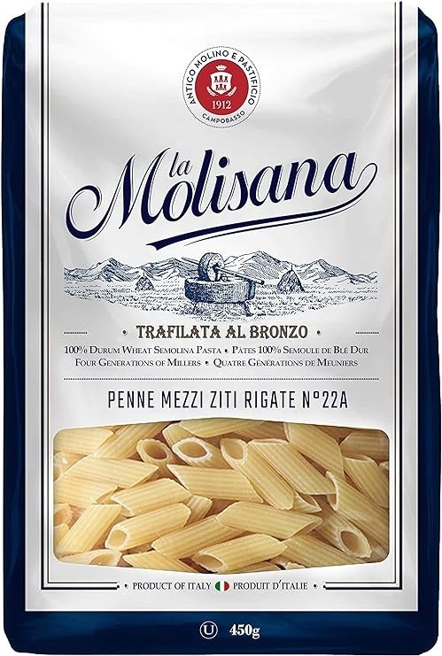 La Molisana Penne Mezzi Ziti Rigate N.22A, 短管纹理面 450g