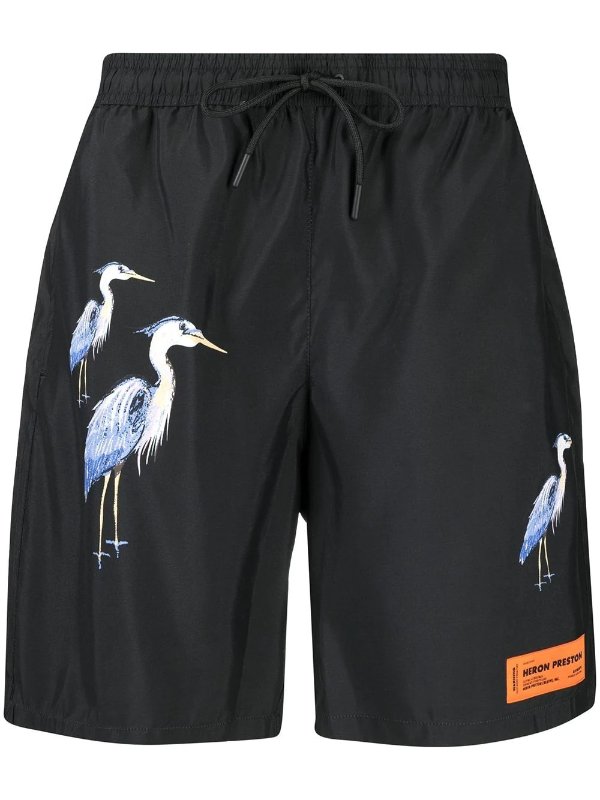 herons-print swim 短裤