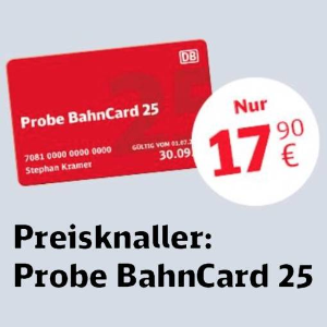 只要€17.9 坐次火车就值回票价啦它来啦！Bahncard 25 德铁3月打折卡 全德火车票都折上75折
