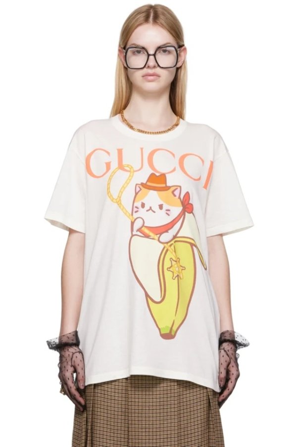 Off-White 香蕉小猫T恤