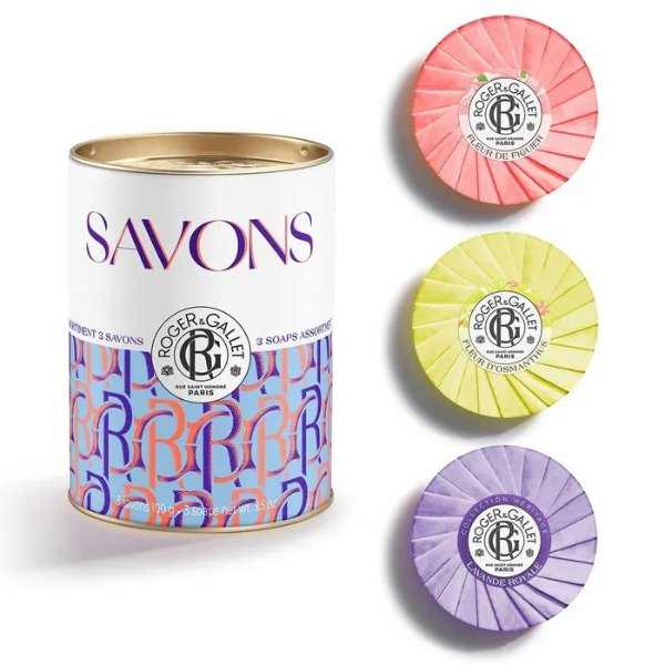 COFFRET - SAVONS BIENFAISANTS - Boite de 3 Savons Bienfaisants - Fleur d'Osmanthus 100g + Lavande Royale 100g + Fleur de Figuier 100g