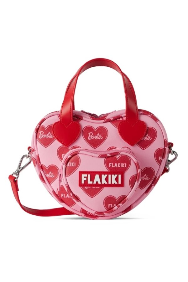 Flakiki粉色爱心单肩包