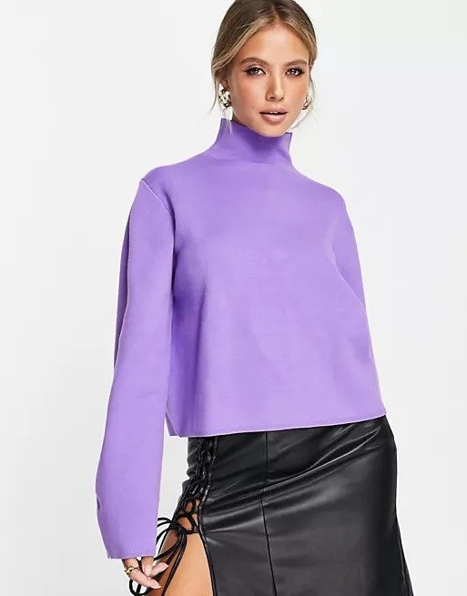 罗兰紫针织上衣