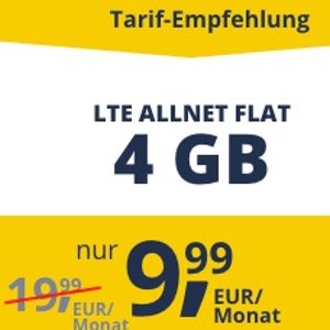 4GB LTE包月上网+包月打电话短信 月租9.99欧