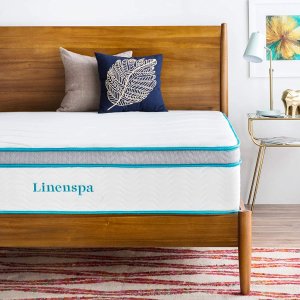 史低价：LinenSpa 记忆棉+独立弹簧床垫 12英寸 为睡眠加分