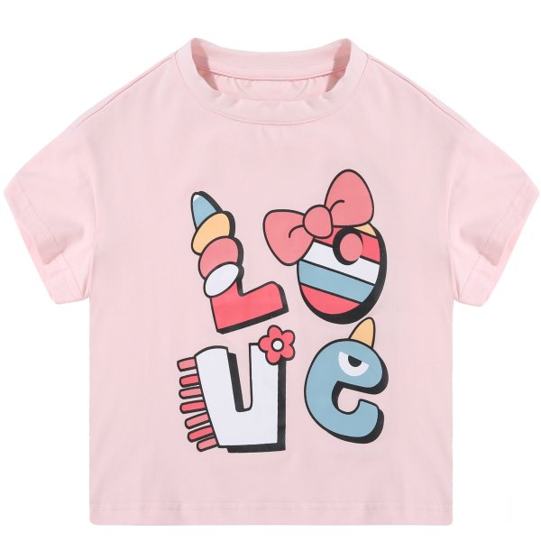 夏季T恤–爱情徽标–浅粉红色