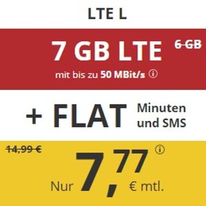 逆天价：11点截止 包月电话/短信+7GB高速流量 月租只要7.77欧