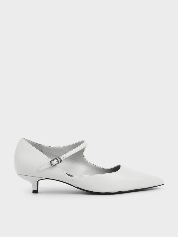 White Asymmetric 玛丽珍鞋