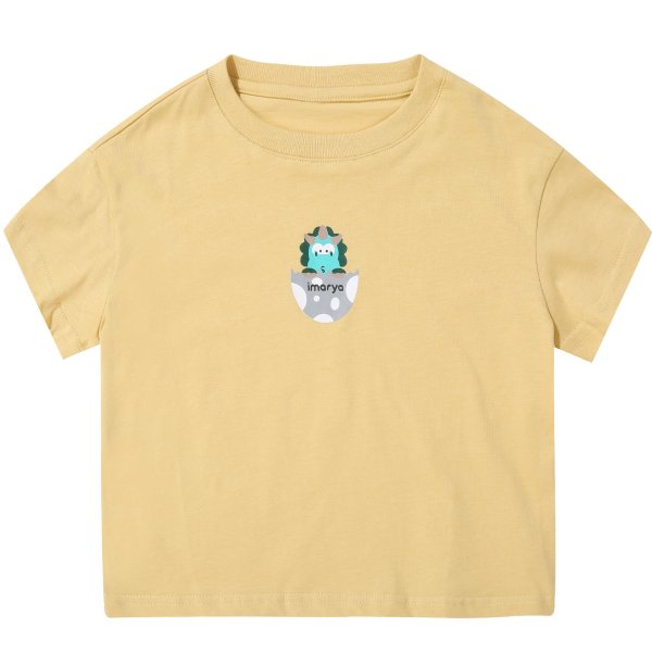 夏季T恤–恐龙徽标–黄色