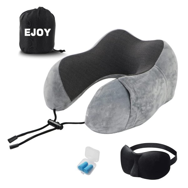 Ejoy 舒适U型记忆海绵护颈枕 送眼罩+耳塞+收纳袋