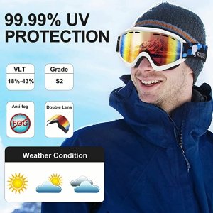 史低价：RABIGALA 成人滑雪护目镜 100%防紫外线防雾