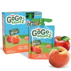 Go Go Squeez 100%纯鲜果泥 90gx4袋 苹果桃子口味