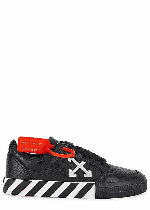 Vulcanised black leather sneakers