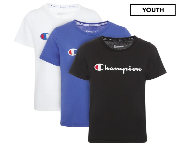 Youth Script Tee / T-Shirt / Tshirt 3-Pack - Blue/Black/White