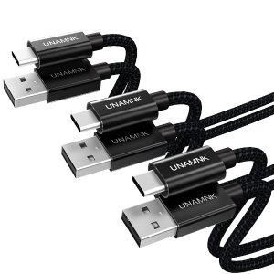 UNAMNK USB-C接口3A快充数据线 不同长度3条装