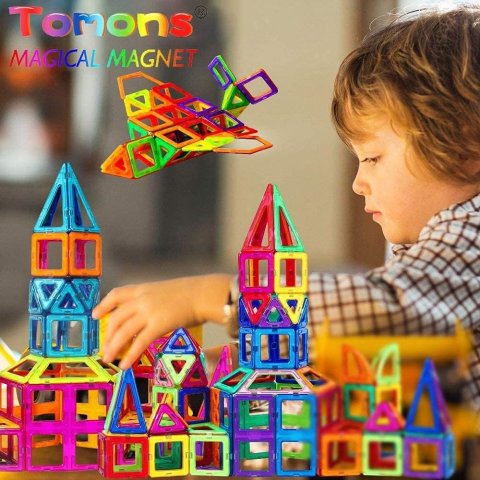Tomons 儿童磁力片益智玩具套装 64片 稳定性好不易倒