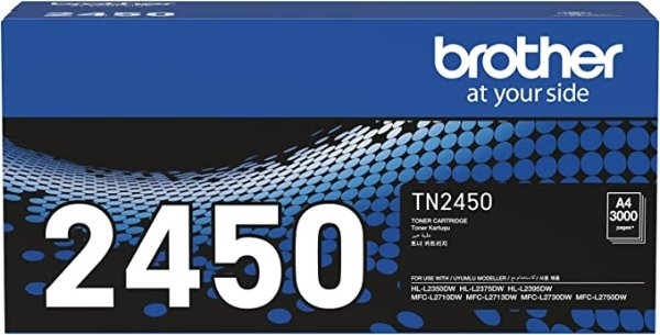 Brother Genuine TN2450 High-Yield Black Toner Cartridge, Up to 3000 Pages (TN-2450) for Use with: HL-L2350DW, HL-L2375DW, HL-2395DW, MFC-L2710DW, MFC-2713DW, MFC-2730DW, MFC-2750DW